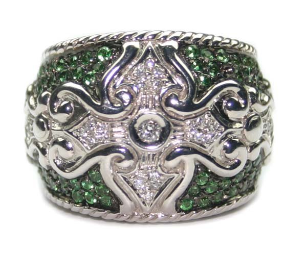3.CT DIA & TSAVORITE 20 GR 14K GOLD RING.