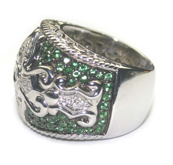 3.CT DIA & TSAVORITE 20 GR 14K GOLD RING. - 2
