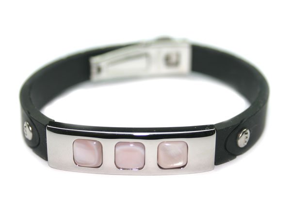 STAINLESS STEEL & MOTHER PEARL LADY'S BRACELET.