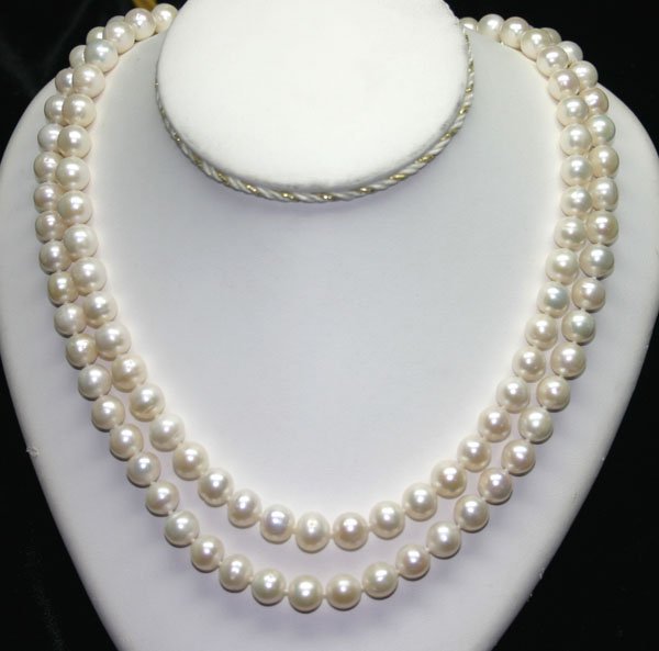 40'' INCHES 9- mm NATURAL PEARLS NECKLACE .