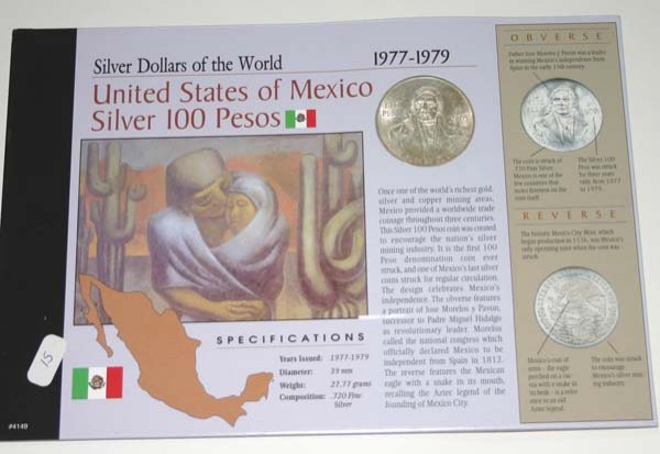 UNITED STATES OF MEXICO SILVER 100 PESOS 1978 .