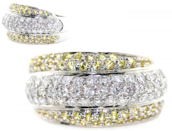 2.20 CT WHITE & YELLOW DIAMOND 14K GOLD RING .
