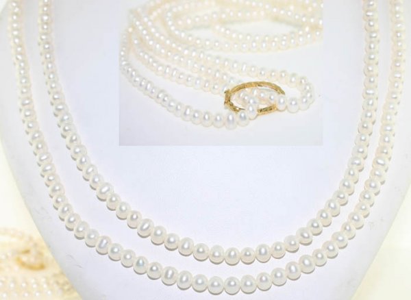 6-6.5mm NATURAL PEARL NECKLACE 100'' INCHES .