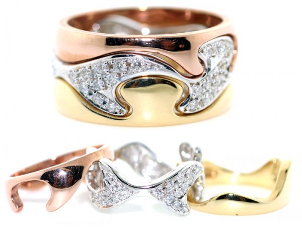 1.20 CT DIAMOND 18K GOLD 3 PIECE BAND