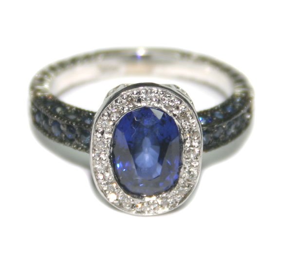 2.50 CT DIAMOND & SAPPHIRE 14KT GOLD RING 5.20 GR