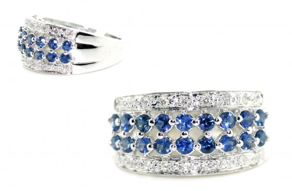 1.41 CT DIAMOND & SAPPHIRE 14K GOLD RING .