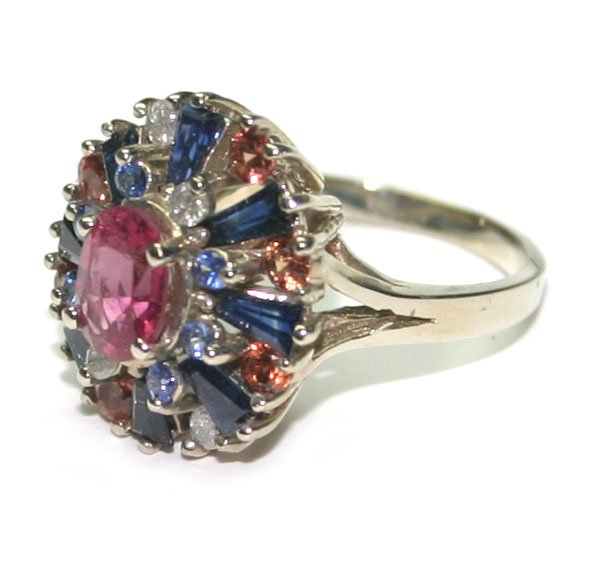 4,CT MULTI COLOR GEM 14KT GOLD RING . - 2