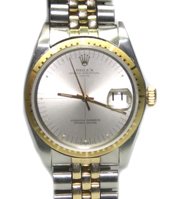 ROLEX 2-TONE 14K STEEL DATE MAN'S WATCH .