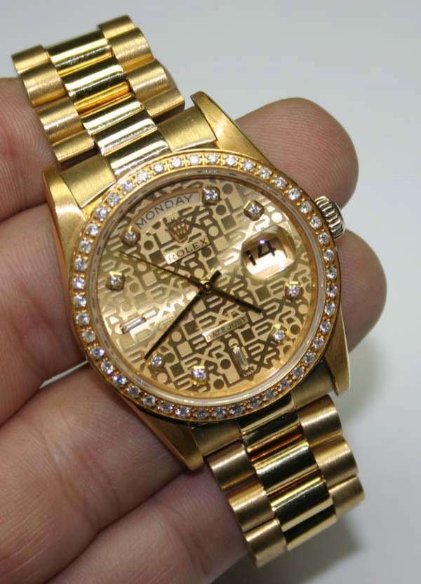 ROLEX PRESIDENT DIAMOND DAIL & BEZEL 18K DATE JUS