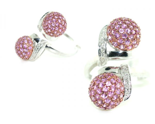 1.84 CT DIAMOND & PINK SAPPHIRE 14K GOLD RING .
