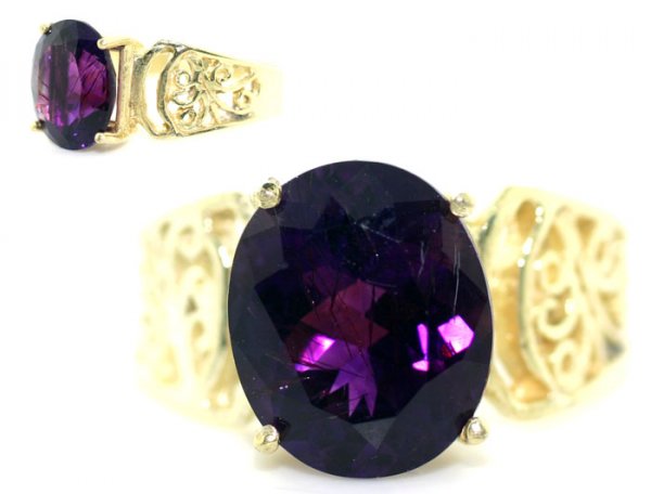GENUINE 3 CT AMETHYST SILVER RING