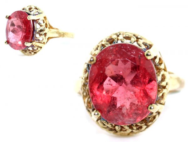 GENUINE 6, CT TOURMALINE SILVER RING .