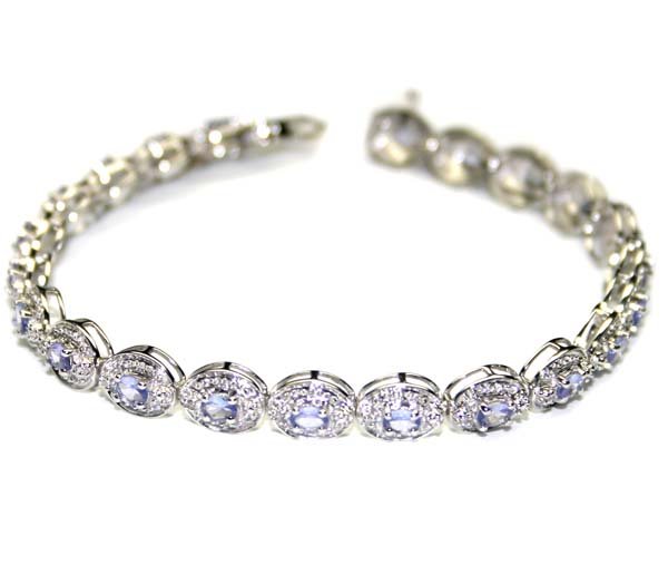 2.72 CT DIAMOND & TANZANITE 10K GOLD BRACELET .