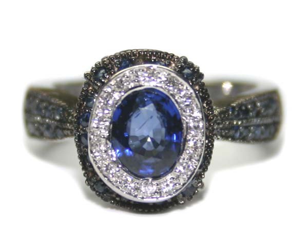 3 CT DIAMOND & SAPPHIRE 14KT GOLD RING 7.30 GR .
