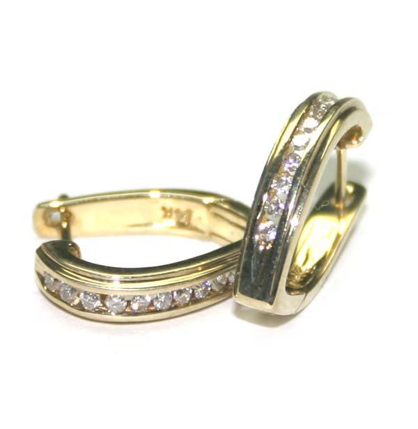 0.60 CT DIAMOND 14K GOLD EARRINGS, - 2