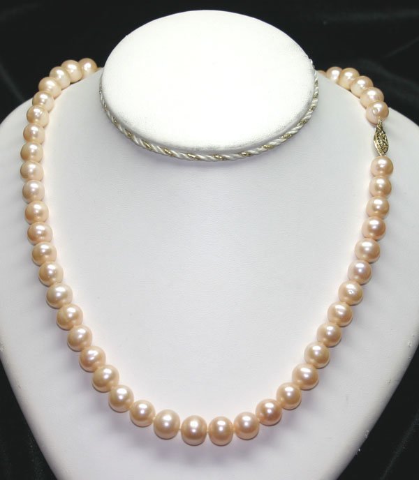 24''INCHS 9 - 10mm NATURAL PINK PEARL NECKLACE