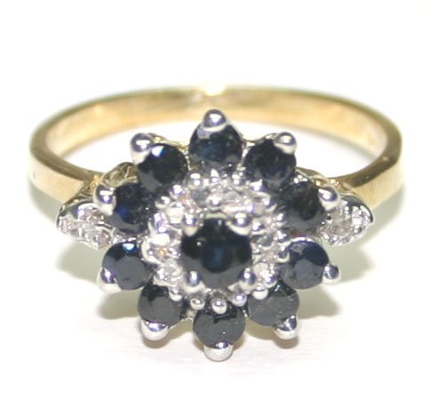 1,50 CT SAPPHIRE & DIAMOND 14 KT GOLD RING 3.10 
