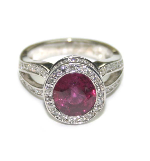 3,50 CT DIAMOND & RUBY 14K GOLD RING .
