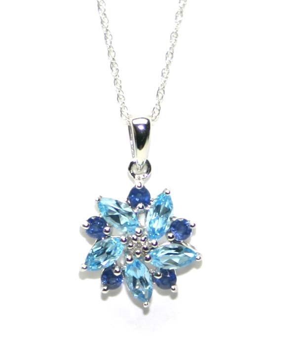 1.50 CT BLUE TOPAZ,SAPPHIRE & DIAMOND 10K GOLD PE