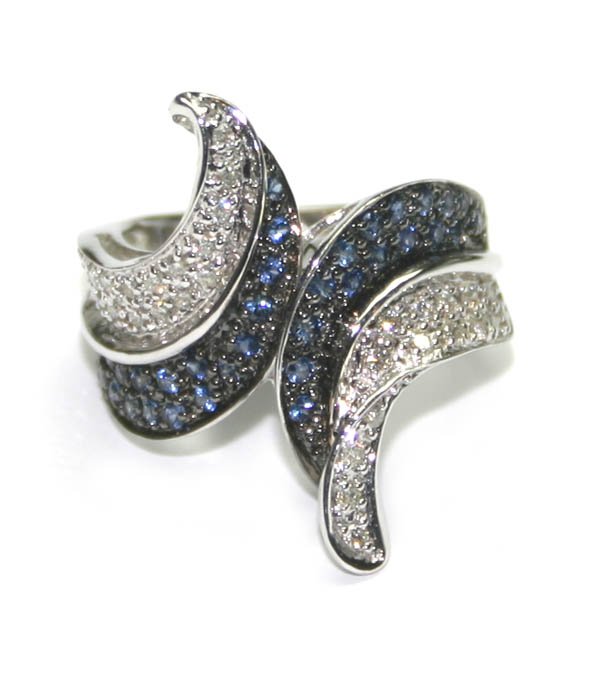 1.75 CT DIAMOND & SAPPHIRE 14K GOLD RING .