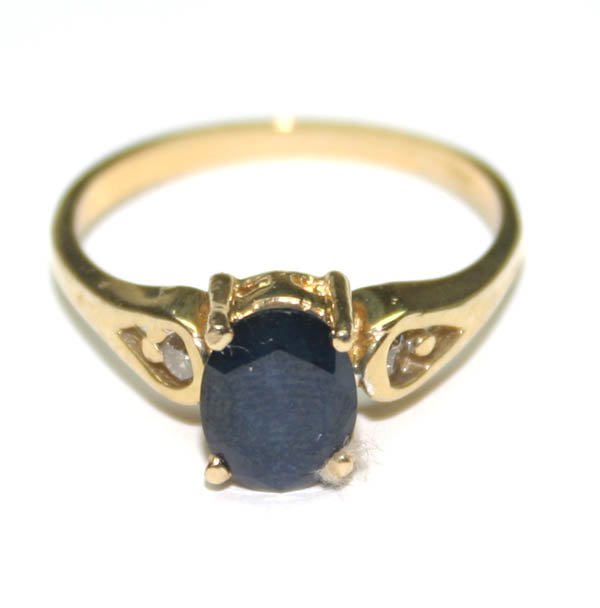 1.50 CT DIAMOND & SAPPHIRE 14K GOLD RING .