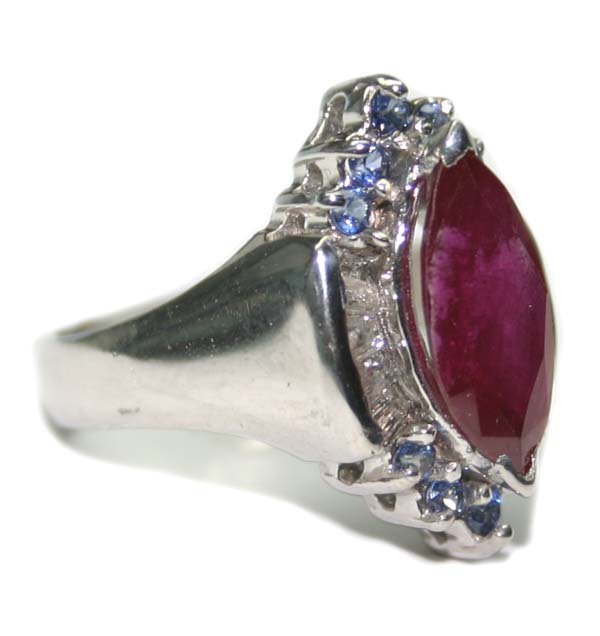 4.CT DIA RUBY & SAPP 8 GR 14K GOLD RING. - 2