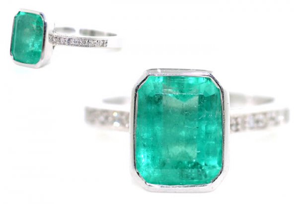 3,CT DIAMOND & EMERALD 14K GOLD RING
