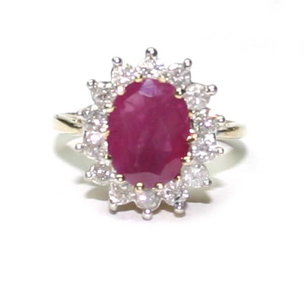 4.CT DIA & RUBY 14K Y/G RING.