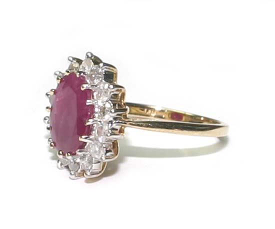 4.CT DIA & RUBY 14K Y/G RING. - 2