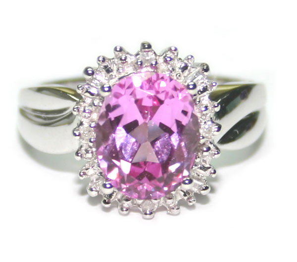 3.50 CT DIA & PINK TOPAZ 10K RING