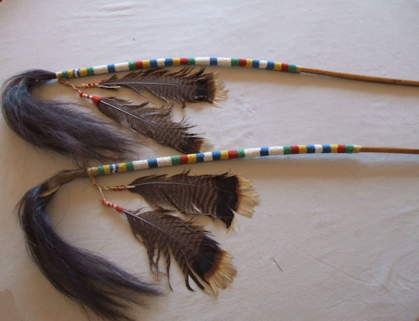 Rare Kiowa Beaded Dance Wands (1 of 3)