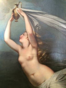 "Phoebe - Goddess of the Moon": 19th Century Art.Original Oil Painting. Cleaned and restretched.Frame: 26" x 31" Canvas: 26" x 21" Artist Unknown