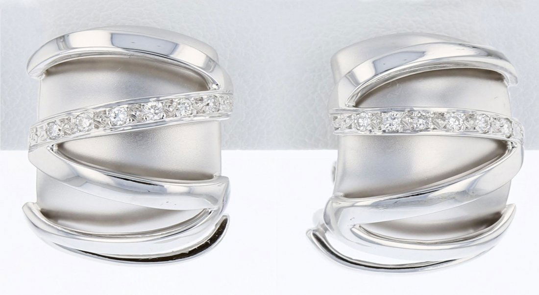 One Pair, 14K White Gold Diamond Earrings, DIA 0.15CT (1 of 5)