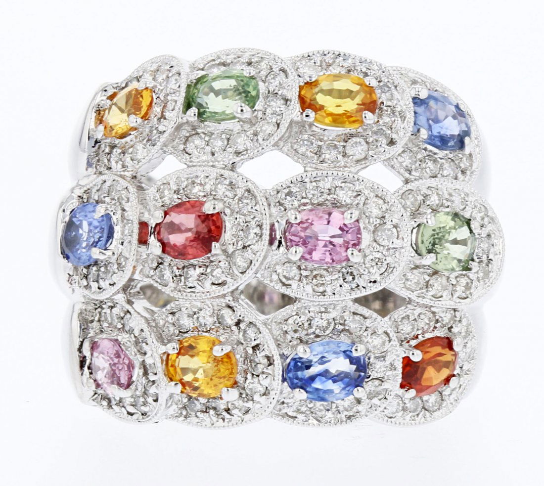 18k white gold diamond ring, 0.70CT, multi color 2.68CT (1 of 6)
