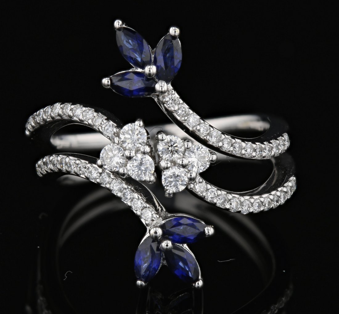 18k Gold, 0.70CT Sapphire, 1.17CT Diamond Ring (1 of 4)