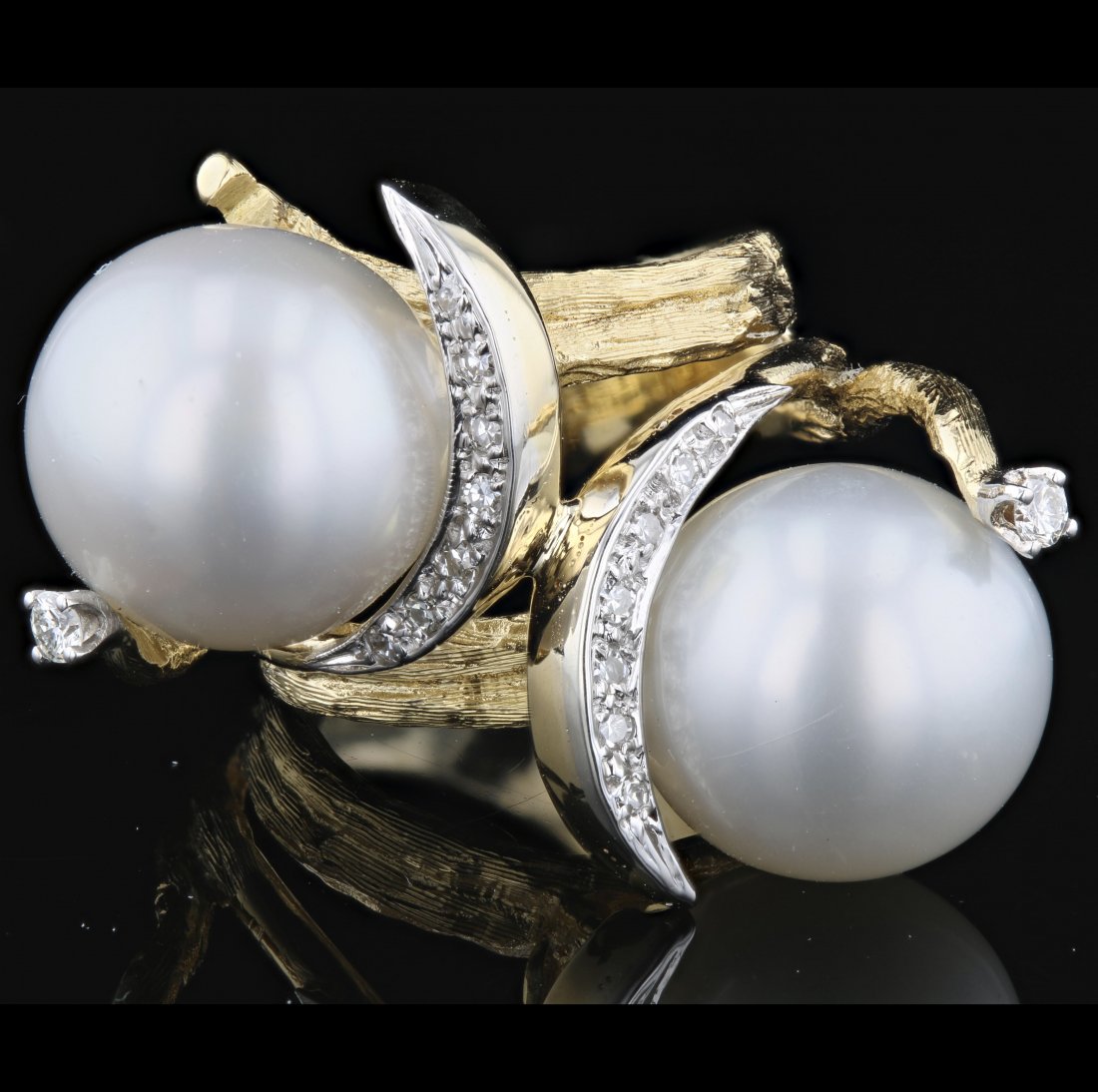 14k Yellow Gold, Pearl, 0.24CT Diamond Ring (1 of 4)