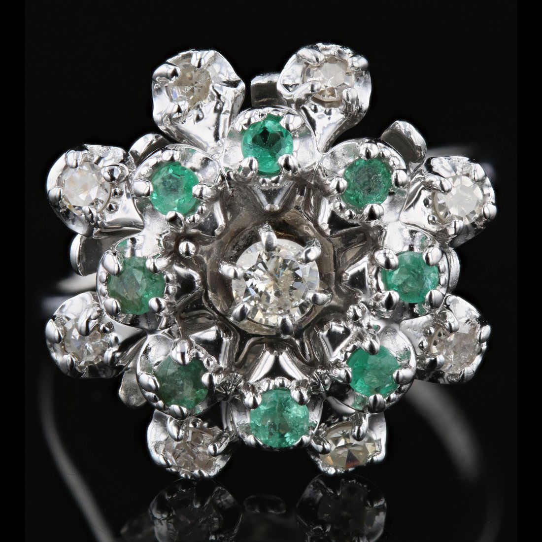 14k White Gold, 0.32CT Emerald, 0.29CT Diamond Ring (1 of 4)