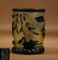 A GLASS BRUSH POT CARVED WITH BIRD PATTERN