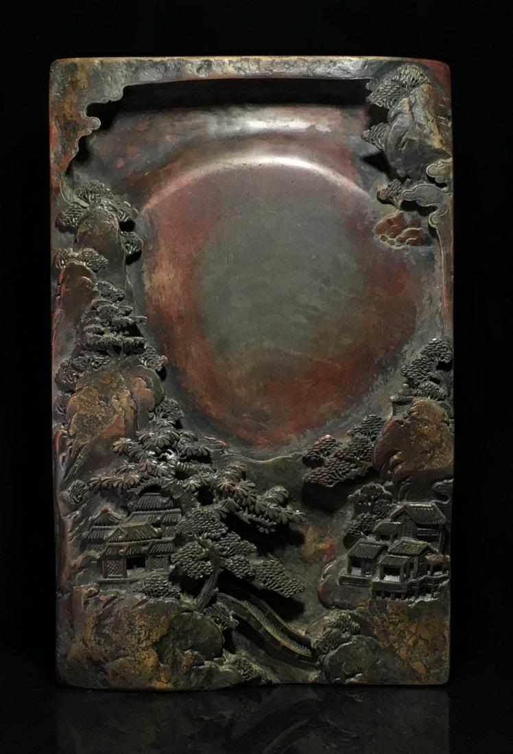 DUAN STONE LANDSCAPE PATTERN INK SLAB: Dimention 24 x 15.5 x 5 cm