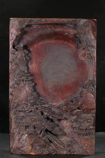 DUAN STONE CARVED INKSTONE: Dimension 24 x 15.5 x 5.33 cm