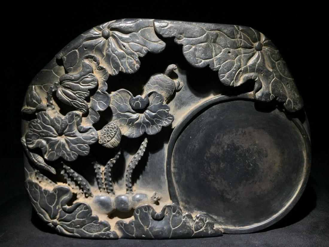 DUAN STONE CARVED INKSTONE: Dimension 33 x 24.2 x 6.5 cm