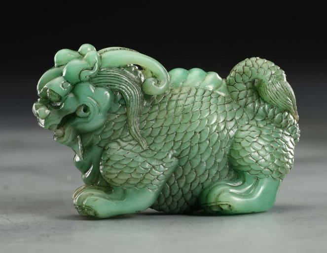 Green Soapstone Carved Beast Statue