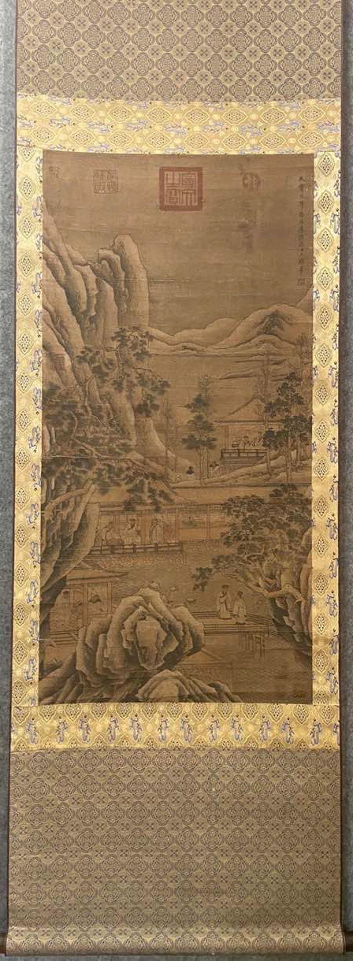 WANG WEI LANDSCAPE PATTERN VERTICAL AXIS PAINTING: Wang Wei (701-761) Painting-Size 50 x 101.5 cm