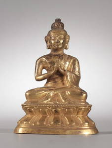 GILT BRONZE CAST SAKYAMUNI BUDDHA STATUE