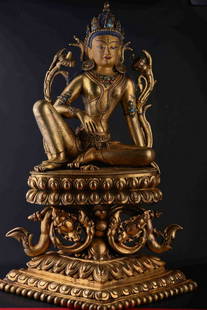 GILT BRONZE CAST TARA BUDDHA SHAPE STATUE: Dimension 41 x 37 x 60 cm / Weight 20000g