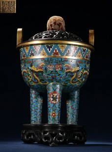 CLOISONNE CAST DRAGON CENSER: Height 26 cm / Width 16 cm / Weight 1794g