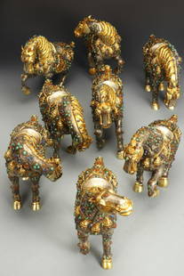 GILT BRONZE WITH GEM HORSE ORNAMENT: Dimension 27 x 8.7 x 25 cm / Total Weight 10960g