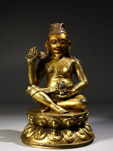 GILT BRONZE WITH GEM CAST FIGURE STATUE