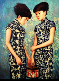 ZHANGXING OIL PAINTING: Size: 100 x 77 cm / For more detailed of this item please leave message to us or contact us at Email: info@empireauctioninc.com