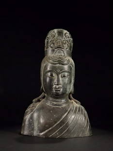 COPPER CAST GUANYIN BUDDHA HEAD ORNAMENT: Height 27 cm / Width 18 cm / Weight 1382g